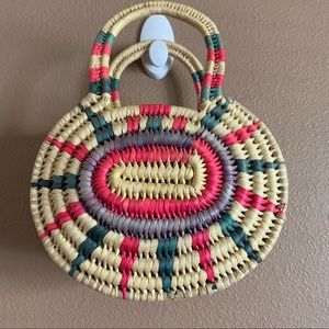 Boho Straw Handbag Vibrant Colors